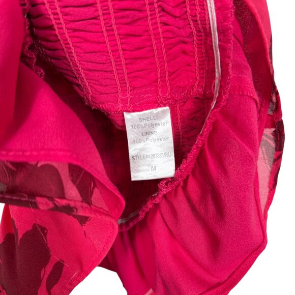 DO+BE Smocked Y2K Tank Top Womens Medium Pink Floral Sleeveless Boho - Picture 6 of 8